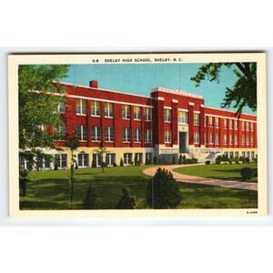 Vintage Linen Postcard Shelby High School, Shelby NC, 1940s